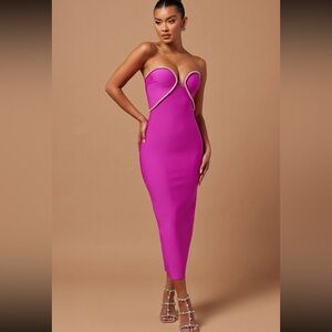 Fashion Nova - Nova Luxe magenta midi bandage dress. Size XS. Worn once.